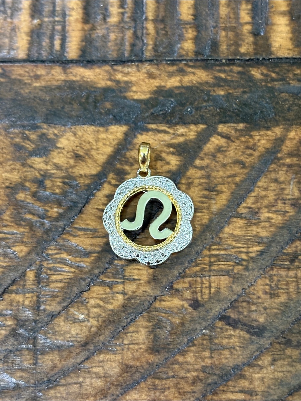 Sterling Zodiac Leo Pendant Necklace Charm - Elegant Two-Tone Design